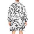 thumbnail image 2 of Black White Football Elements Pattern Wearable Oversized Blanket,Wearable Blanket Hoodie for Adults,Cozy Hooded Blankets with Super Pockets,Super Warm Fuzzy Pullover for Women & Men, 2 of 6