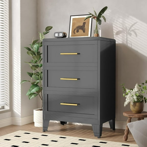 Metal Tall Black Dresser for Bedroom Chest,35.43" H Chest of Drawers,Steel Large Clothing Storage Organizer Deep Drawers for Closet,Living Room,Hallway