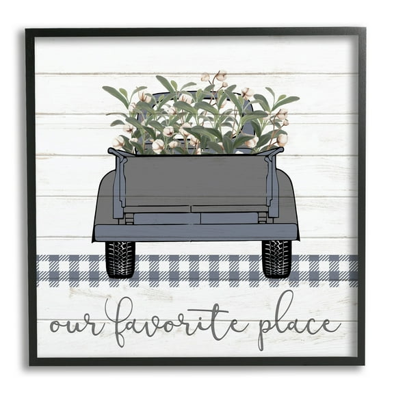 Stupell Industries Favorite Place Truck Wood Texture Blue Word Design, 24 x 24,Design by Kimberly Allen