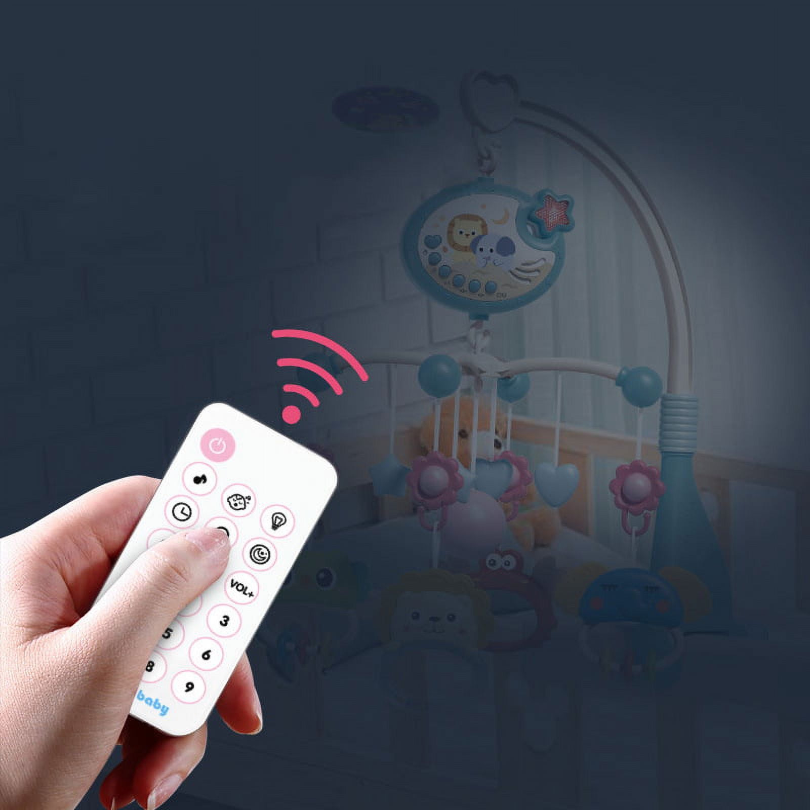 Musical Baby Crib Mobile Toys with Projection Function Lights, Hanging Rotating Animal Rattles and 400 Melodies Music Box with Remote Control, Baby Toys for Newborn 0-24 Months