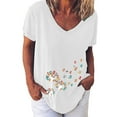 thumbnail image 1 of Birdeem Mode Femme T-Shirt Col en V Imprimé Blouse Hauts Chandail en Molleton, 1 of 1
