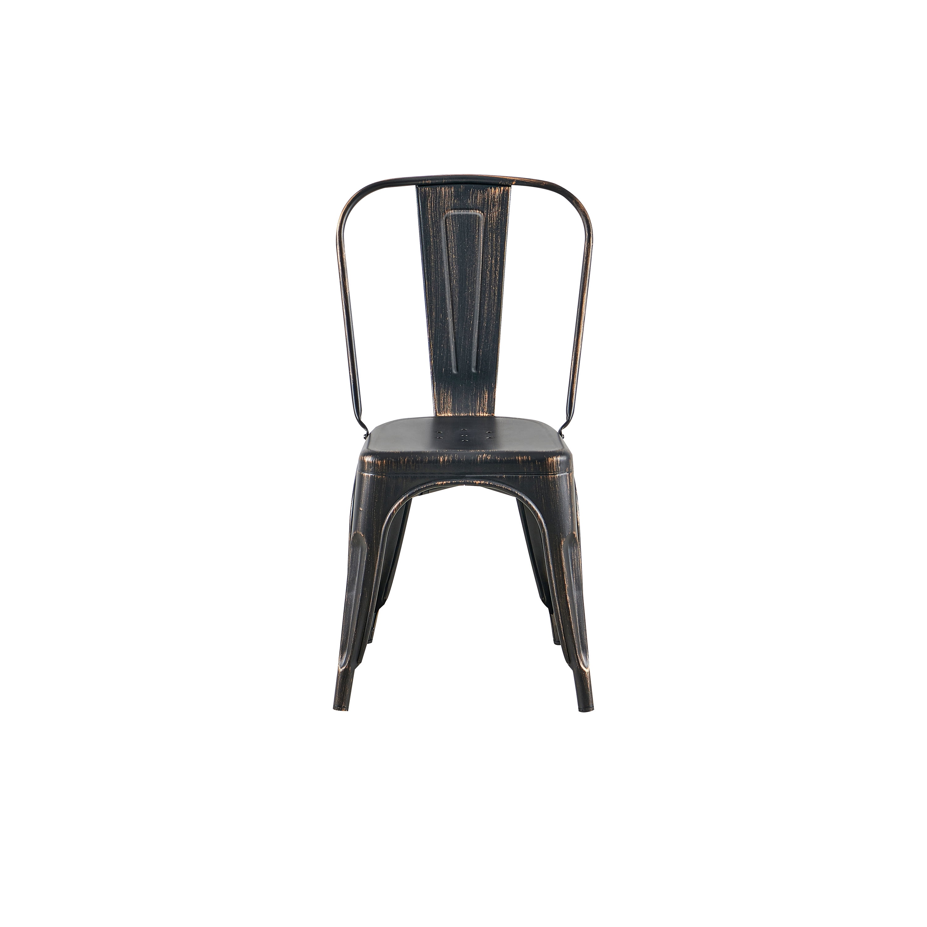 Sanded Matte Black Industrial Metal Dining Chairs 18 Inch Seat Height Stackable, Set of 4