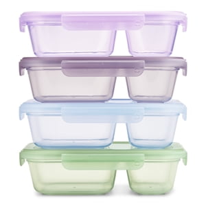 Ello Snap & Nest 8-Piece Divided Meal Prep Set, Pastel