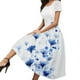 thumbnail image 1 of Gibobby Vestido casual de verano para mujer Vestido casual de manga corta con cuello redondo y estampado de flores sexy y elegante a la moda para mujer (2)(Azul celeste,G), 1 of 4