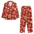 thumbnail image 3 of SCRAWLGOD Christmas 2 PCS Men's Pajama Sets Button Down Long Sleeve Pajama Set for Men Lightweight Anti-Wrinkle Loungewear with Pockets & Elastic Band, Gingerbread Man Candy Cane Heart Red, L, 3 of 6