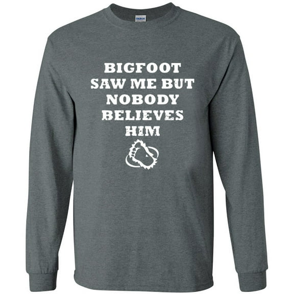 Funny bigfoot T-shirt Men's Long Sleeve Tee Gray