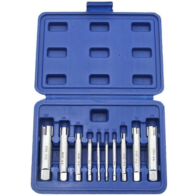 10pc Broken Head Tap Extractor M4-M22 Hand Thread Extractor Broken Thread Tapping Counter Thread Tap Tool Set