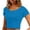 Sky Blue, variant on hoksml Women's Crew Neck Short Sleeve Fitted Crop Top Solid Color Basic T-Shirt for Everyday Wear and Layering