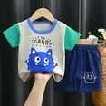 thumbnail image 2 of Zanarzt Toddler Summer Outfits Sets Toddler Baby Boy Summer Clothes Set Print Crewneck Short Sleeve T Shirts Shorts 2Pcs Outfits Back to School Clothes Light Green,3-9 Months, 2 of 4