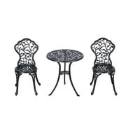Outsunny 3 Piece Antique Style Outdoor Patio Bistro Dining Set - Black