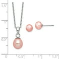 thumbnail image 5 of Sterling Silver Rhodium-plated 6-7mm Pink Teardrop Freshwater Cultured Pearl 17 inch Necklace and Button Post Earrings Set QG5657SET, 5 of 5