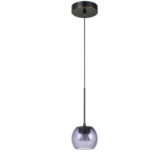 Cal Lighting Ithaca 1-Light Metal Pendant with Smoked Glass in Dark Bronze