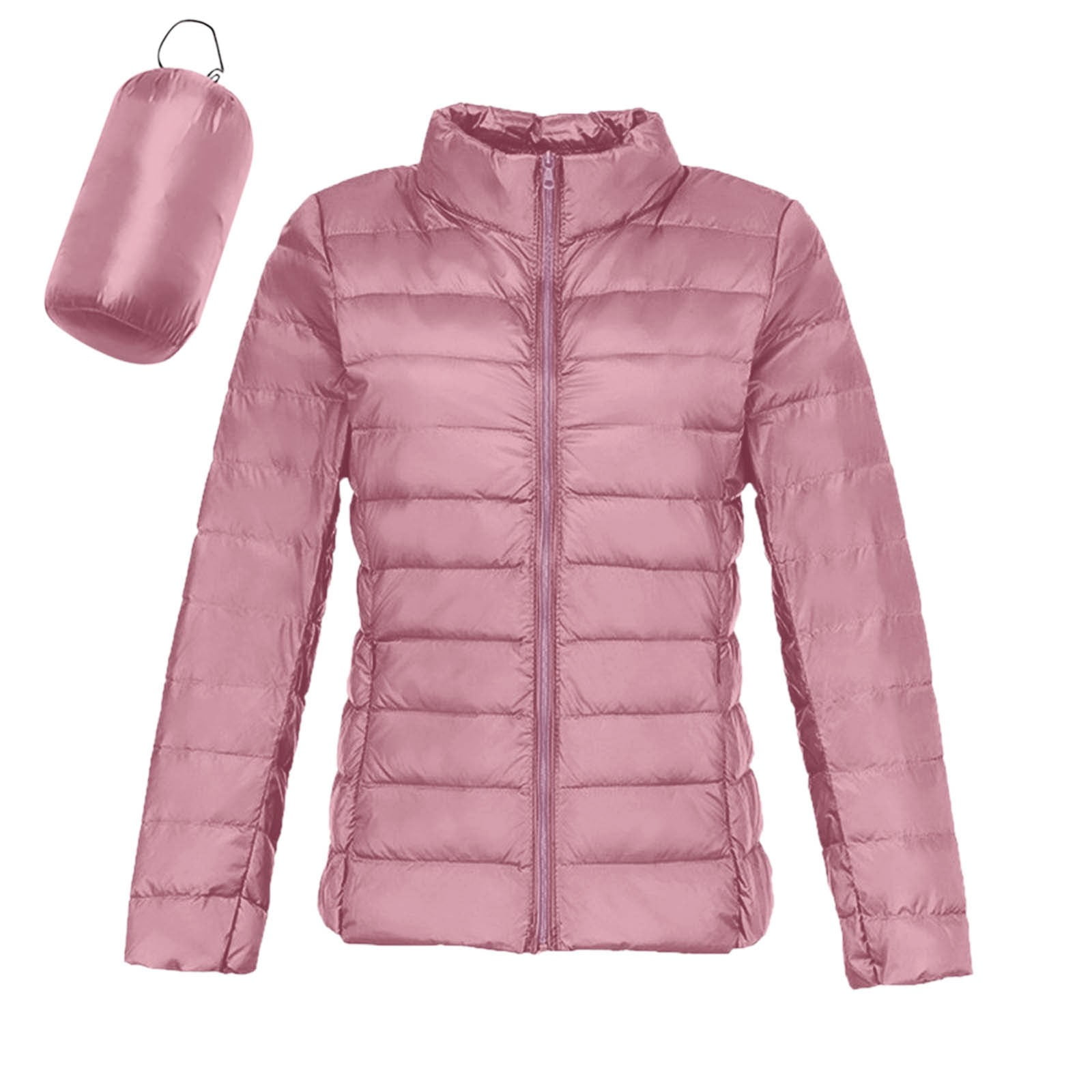 Daznico Women Warm Lightweight Jacket Hoodless Windproof Winter Coat With Recycled Insulation Slim Short Warm White Down Coat Outerwear Pink XXL Walmart