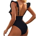 thumbnail image 6 of ylioge Womens Swimsuits Tankini Sleeveless Ruffle Deep V Neck One-Piece Bathing Suits with Belt Ladies Trendy Solid Backless Swimwear Sets, 6 of 8