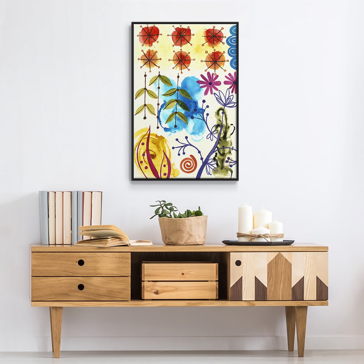 Flower Power II Framed Premium Gallery Wrapped Canvas - Ready to Hang - 27 x 41 - Black Floating Frame