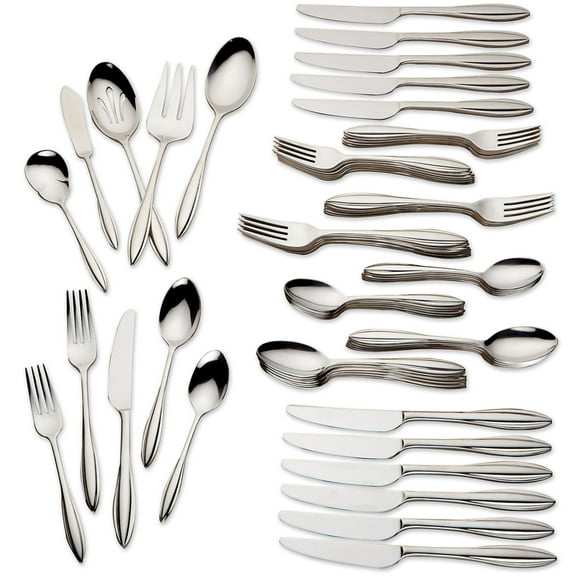 Lenox Sculpt 65-Piece 18/10 Stainless Flatware Set, Silver - L816088-041