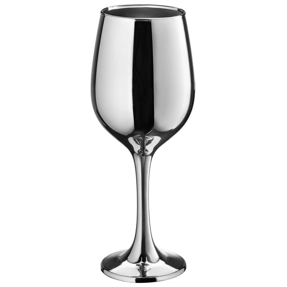 Vikko Dcor Silver Wine Glasses: 11 Oz Fancy Wine Glasses With Stem For Red And White Wine- Thick And Durable Wine Glass- Dishwasher Safe - Great For Wine Tasting- Set Of 6 Decorative Goblets