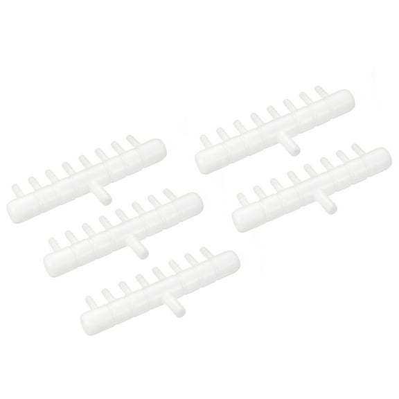 Uxcell Air Line Tubing Splitter Connector, 5Pack 8mm/0.31" to 5mm/0.2" 8 Way Fish Tank Oxygen Pipe, White