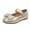 Gold, variant on Otqutp Birthday Dance Shoes for Flower Girls Summer and Autumn Fashion Girls Casual Shoes Bow Pearls Flat Bottom Dress Shoes Hook Loop