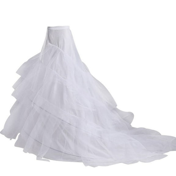3-layer Yarn 2-hoops Bride Wedding Dress Long Trailing Skirt Petticoat Elastic f