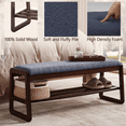 thumbnail image 5 of Ebenchico 39.4 inch Solid Wood Shoe Rack Bench for Entryway, 2-Tier Wooden Shoe Bench with Storage, Plush Seat Cushion(Grayish Blue), 5 of 11