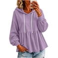 thumbnail image 2 of Yeaiivve Babydoll Hoodies for Women Puff Sleeve Drawstring Cute Hoodie Peplum Hem Casual Loose Fit Tops Comfy Lightweight Pullovers XXL, 2 of 7