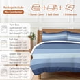 thumbnail image 6 of Navy Blue Bedding Duvet Cover Set Queen Size 4 Pieces Ombre Stripe Soft Twill Plush Quilt Cover, Include 1 Duvet Cover 1 Flat Sheet And 2 Pillow, 6 of 7