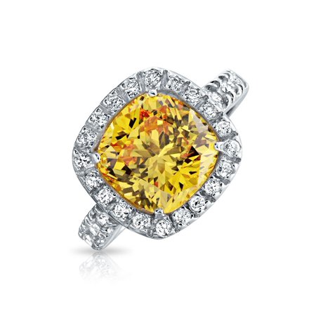 Bling Jewelry 3ct Canary Yellow Square Cushion Cut Cz Cubic