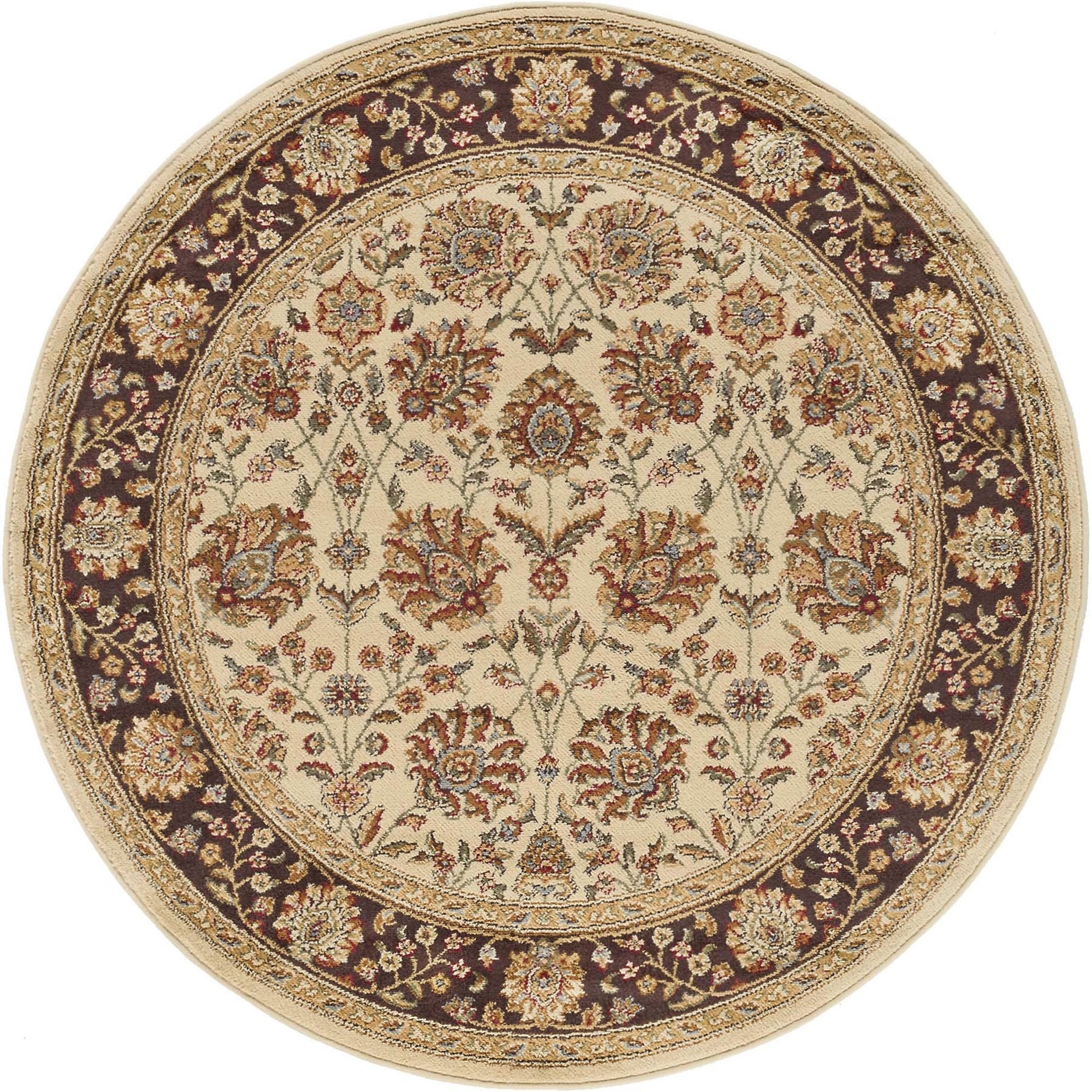 Transitional Area Rug (7'10'' Round) Floral Beige, Sage Green Indoor Round Easy to Clean