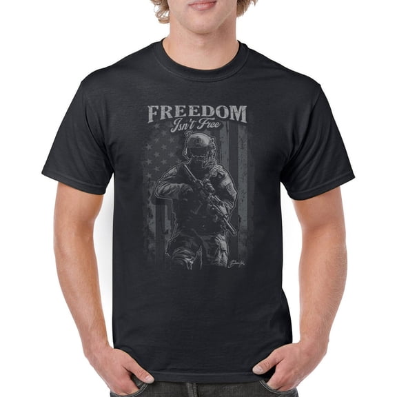 Freedom Isn't Free T-shirt American Hero Patriotic Soldier DD 214 POW MIA Military Warrior Veterans Day Men's Tee
