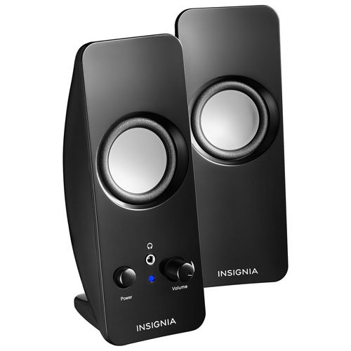Insignia Powered Stereo Computer Speaker System with Headphone Jack 2.0 Channel (NS-PCS219-C) – Black