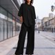 thumbnail image 4 of Algodón Lino Verano Trajes de 2 piezas Traje diario Mujeres Cami Top Pantalón largo Tie Up FLhrweasw Para estrenar, 4 of 9