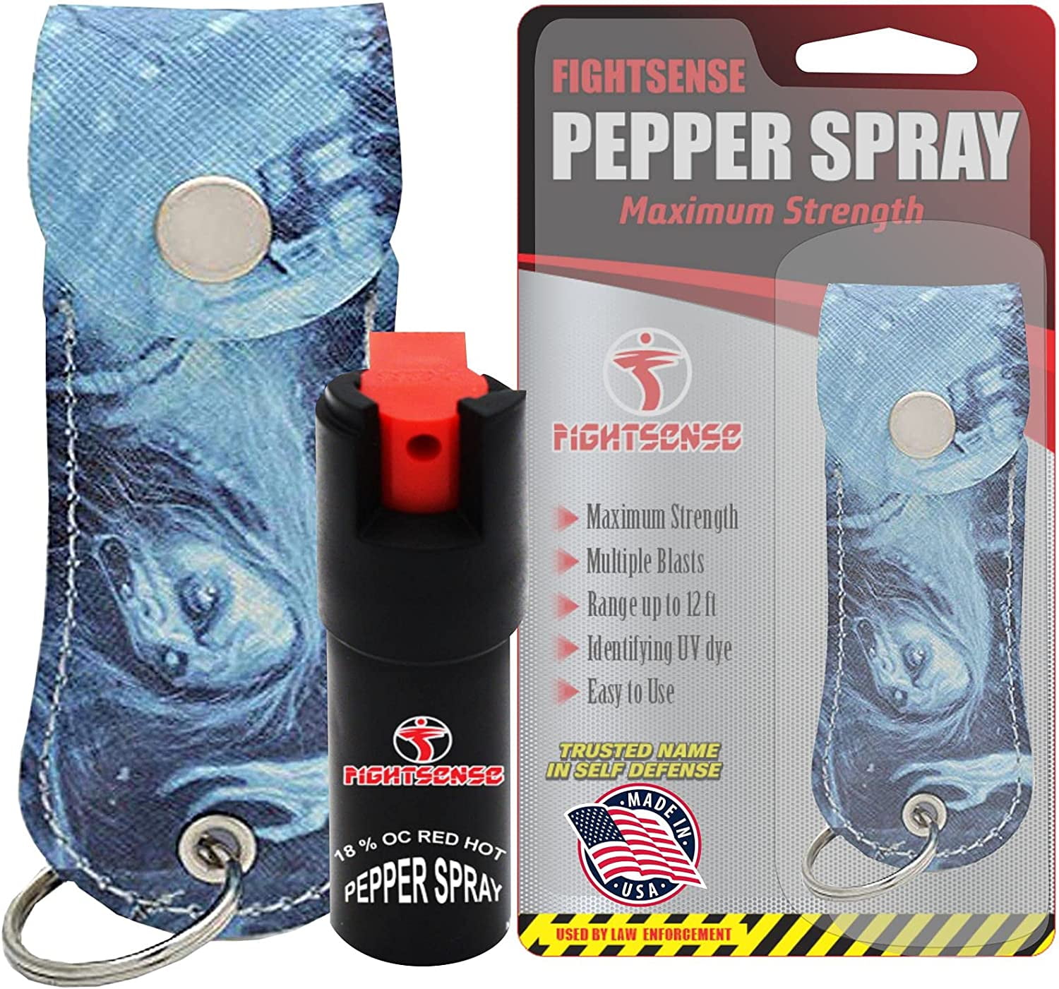 FIGHTSENSE Self Defense Pepper Spray 1/2 oz Compact Size Maximum Strength Police Grade Formula