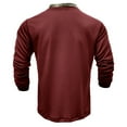 thumbnail image 4 of IROINNID Henley Shirts for Men Casual Basic Solid Color Blouse Tee Shirt Top Long Sleeve Round-Neck Blouses & Shirts Reduced,Burgundy, 4 of 7