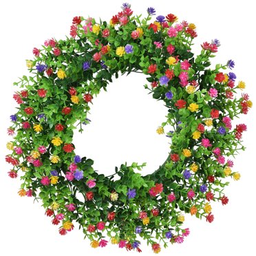 Farmhouse Cottage Wreath, Colorful Spring Summer Wreath, Durable and ...