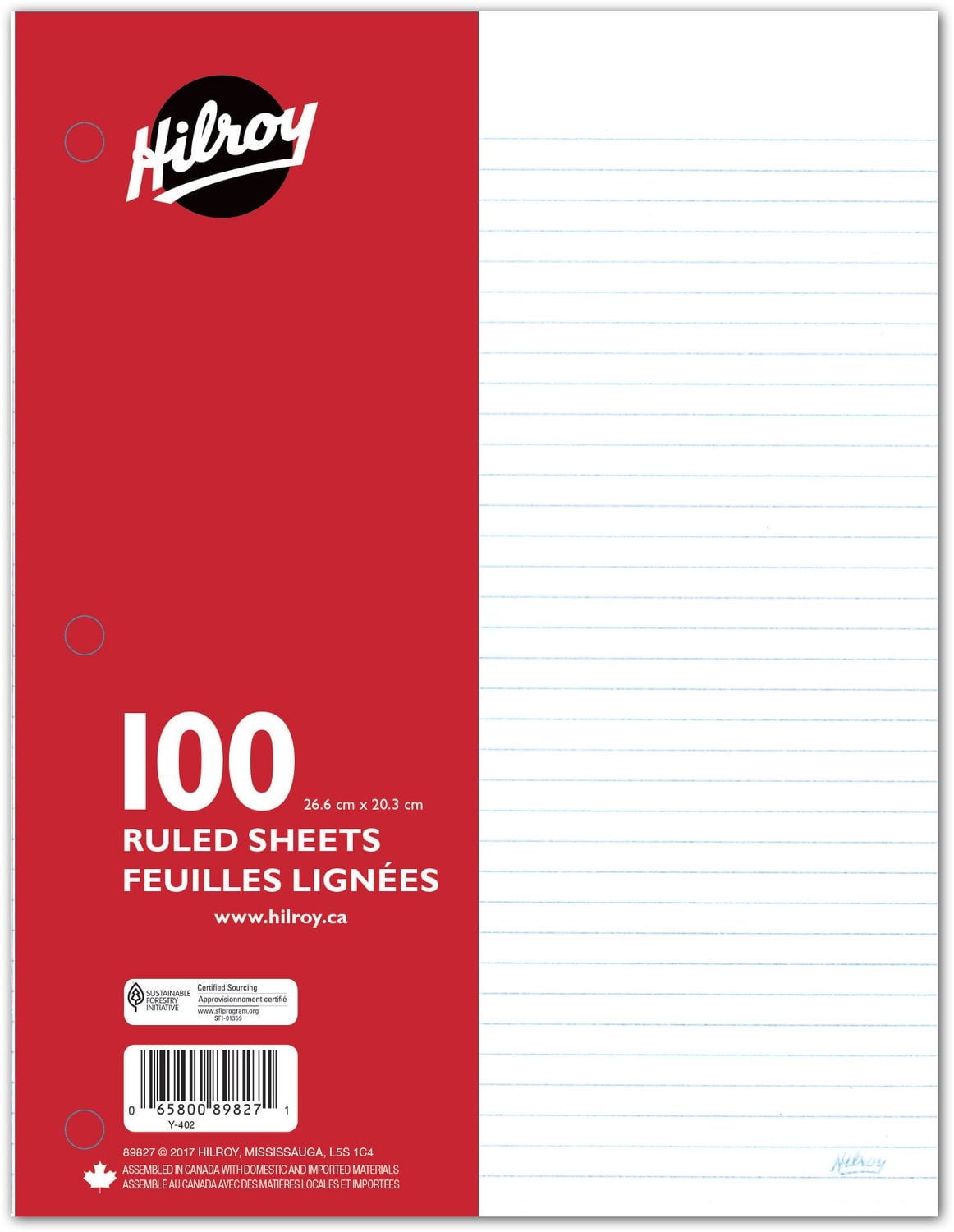 Hilroy Refill Paper 3 hole punched 7 mm ruled white paper.
