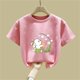 thumbnail image 5 of Blusas y camisas de manga corta con cuello redondo para niños Camiseta de verano de manga corta estampada para niñas Jersey elegante de cuello redondo para niñas Top de algodón para niños, 5 of 6