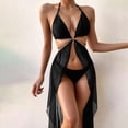 thumbnail image 2 of Huowey Women Swimwear Solid Color Slim Fit Swimsuit Bikini Set For Beach Pool Summer Beachwear Honeymoon Cruise Trendy Wear, 2 of 7