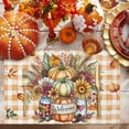 thumbnail image 2 of Fall Placemats Set of 4 Sunflower Vase Place Mats Thanksgiving Placemat Pumpkin Maple Leaves Orange Plaid Table Mats for Dining Kitchen Table Holiday Dinner Party Home Fall Decorations 13x19 Inch, 2 of 8