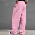 thumbnail image 5 of Dweltoz Mens Casual Sweatpants Baggy Wide Leg Pants Drawstring Elastic Waist Trousers Loose Fit Straight Pants with Pockets Open Bottom Trousers Classic Streetwear Pants,Pink L, 5 of 5
