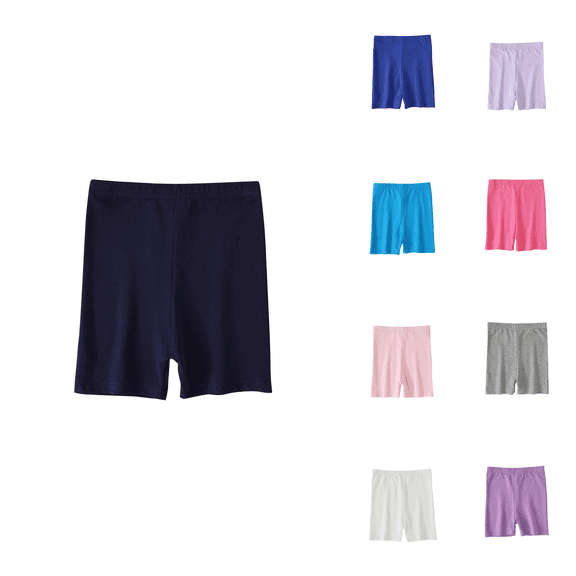 Ahuyic Girls Pants,Summer Shorts for Girls,Children's Summer Solid Color Casual High Waisted Leggings Shorts,Blue,7-8Years