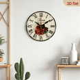 thumbnail image 5 of 2D Flat 1pc 10Inch Wooden Toulouse De Rose Round Wall Clocks Spring Botanical Wall Clock Non-Ticking Battery Operated Shabby Chic Farmhouse Wall Clock Decorative for Living Room Bedroom Kitch, 5 of 7