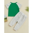 thumbnail image 5 of FEORJGP Toddler Boys Summer Outfits 0-3Y Infant Short Sleeve T-shirt Crewneck Sweatshirt Letter Embroidery Tops and Solid Color Pants Sets Newborn Loose Casual Daily Clothes, 5 of 9