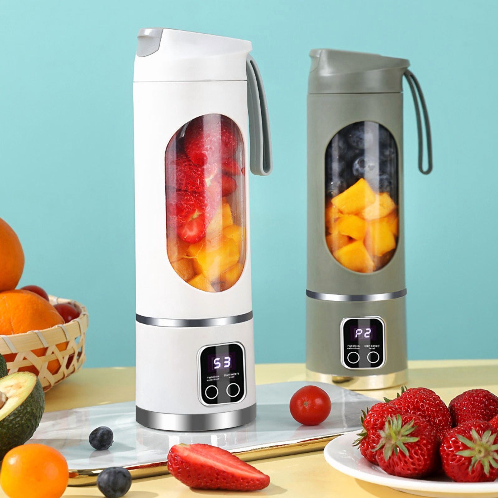 Portable 16oz Wireless Juicer, Digital Blender Cup for Smoothies (7.4V)