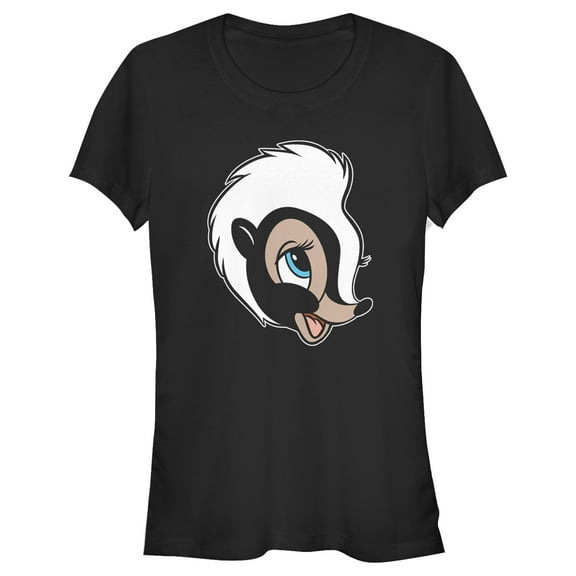 Junior's Bambi Portrait of Flower Graphic Tee Black Medium