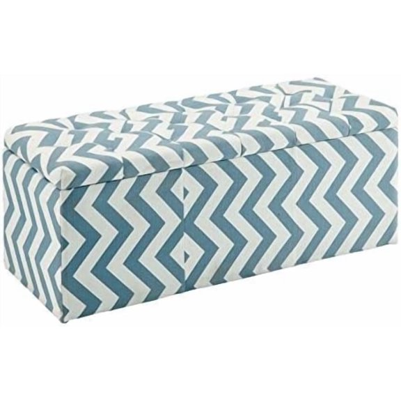 Furniture of America Laina Contemporary Fabric Storage Bench in Blue