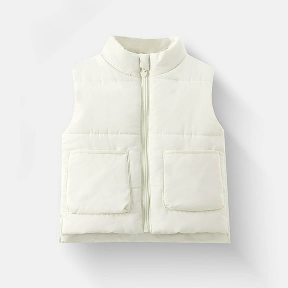 AUNVITO Boys & Girls Quilted Vest Thickened Warm Sleeveless Winter Coat 0-8Y, Cotton Casual Solid Color Outerwear with Lightweight Design