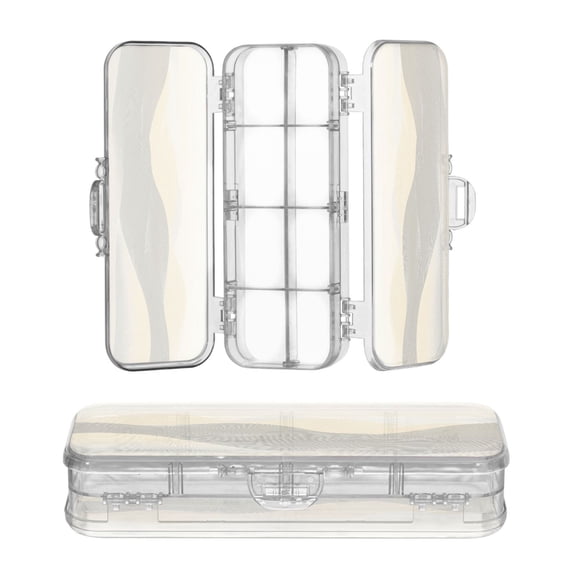 Plastic Pencil Box Large Capacity Pencil Boxes Clear Boxes with Snap-Tight Lid Stylish Office Supplies Storage Organizer Box Light Gray Mountains