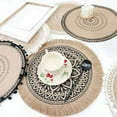 thumbnail image 2 of Round Placemats,Boho Tassels Table Mats 15 Inch Yellow Brown and Cream Cotton Woven Heat Proof Washable Circle Kitchen Placemats for Table Dinner Wedding Home Decoration, 2 of 8