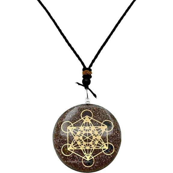 Copper Shavings Orgonite Metatron Cube Pendant Necklace for Men Women